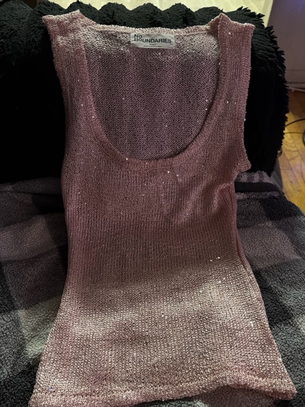 No Boundaries Pink Sequin Knit Tank Top